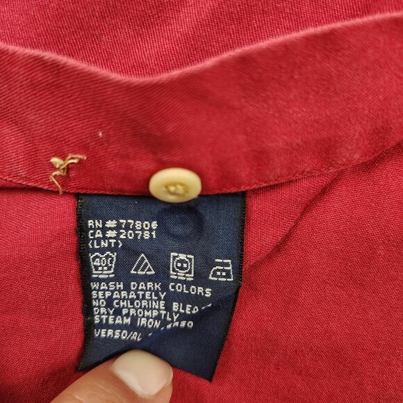 VTG Tommy Hilfiger Button Down Shirt Mens Medium Red Y2K - Picture 6 of 9